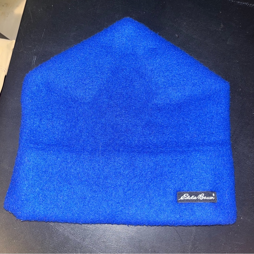 Vintage Eddie Bauer Royal Blue Fleece Beanie Hat OS Warm Winter Outdoor